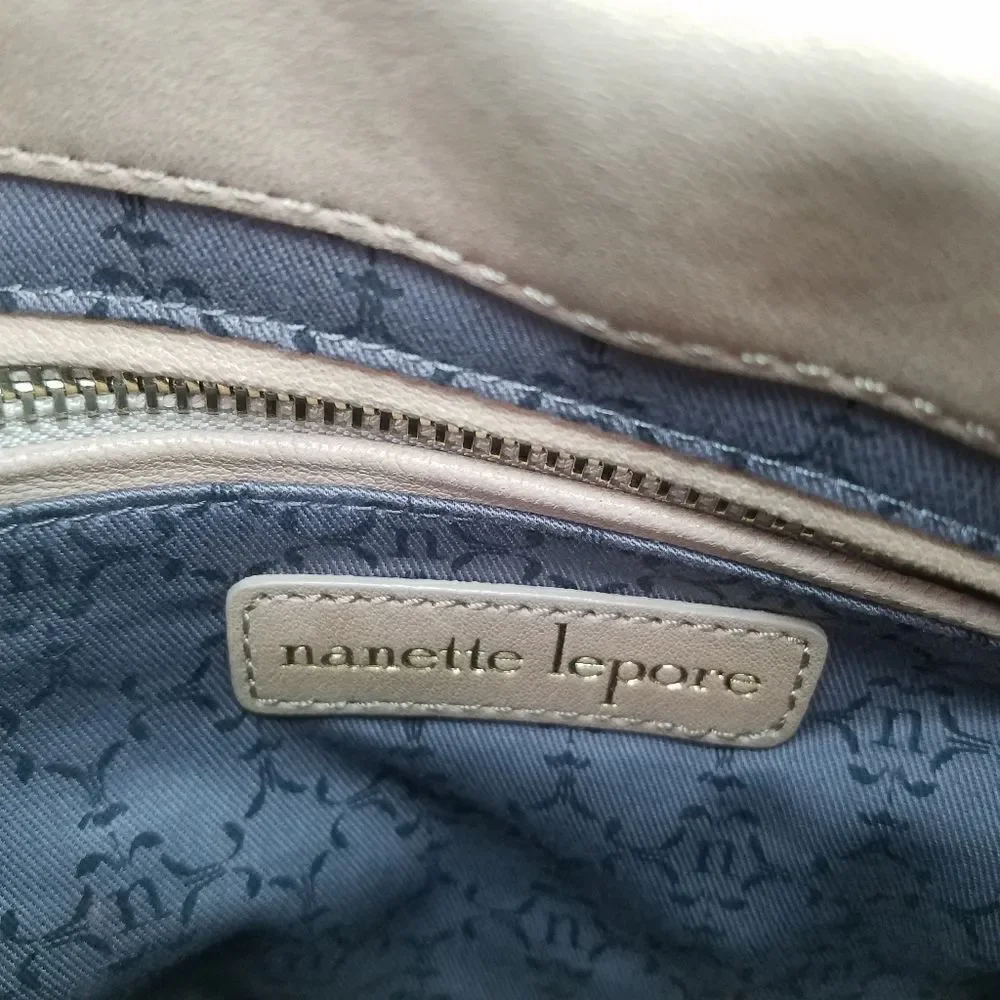 Nanette Lepore Brown Leather Bow Shoulder Bag Detachable Chain Strap